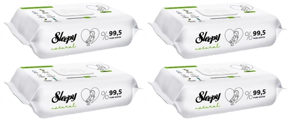 Sleepy Islak Havlu Mendil 90 Yaprak Natural Yenidoğan 4 Lü Set 360 Yaprak Plastik Kapaklı - 1