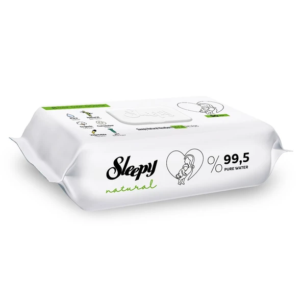 Sleepy Islak Havlu Mendil 90 Yaprak Natural Yenidoğan 6 Lı Set 540 Yaprak Plastik Kapaklı - Resim 2