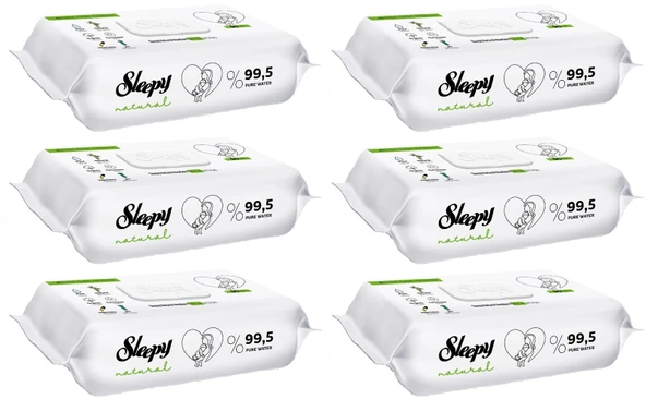 Sleepy Islak Havlu Mendil 90 Yaprak Natural Yenidoğan 6 Lı Set 540 Yaprak Plastik Kapaklı ürün görseli
