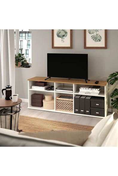Skruvby Tv Sehpası, Beyaz Renk MeridyenDukkan 156x38x60 Cm, Televizyon Ünitesi - 2