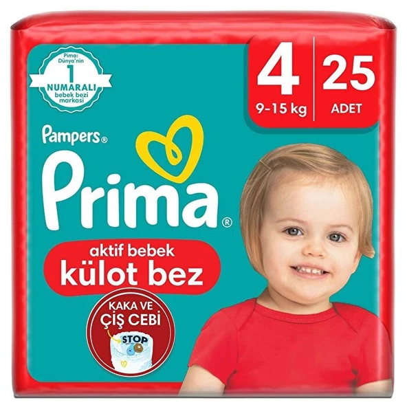 Prima Aktif Bebek Külot Bez 4 Beden 9-15 Kg 25 Adet