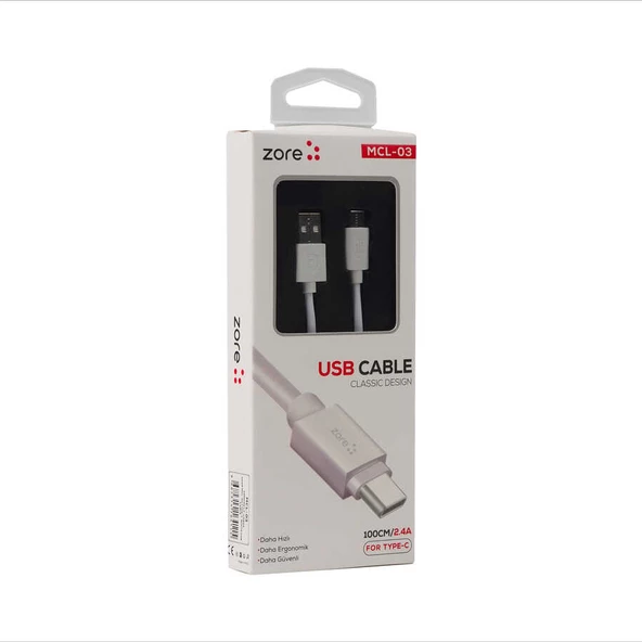 Vendas Zore MCL-03 Type-C Usb Kablo