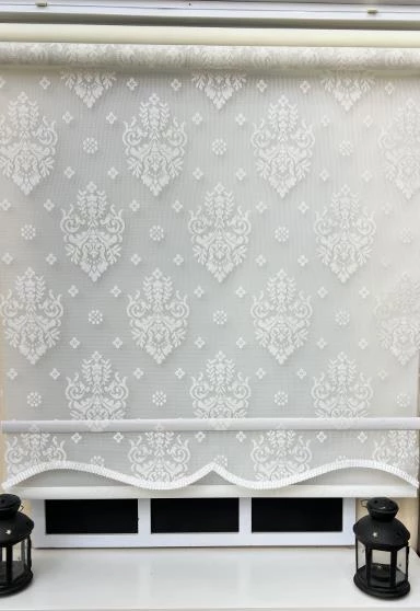 Çift Mekanizmalı Ekru Tül Perde ve Ekru Stor Perde ST 121  Beyaz 160 x 200 - 3