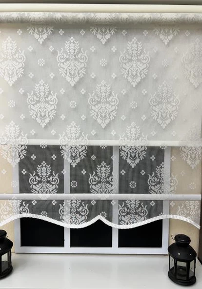 StorBurada Çift Mekanizmalı Ekru Tül Perde ve Ekru Stor Perde ST 121  Beyaz 140 x 260 - 3