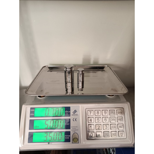 60 KG TERAZİ-ŞARJLI VE PİLLİ-FİYAT HESAPLAMA VE SAYIM-METAL PANEL-2 YIL GARANTİLİ - 2