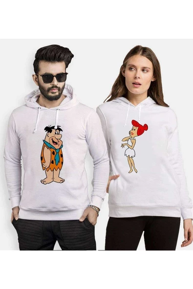 Tshirthane Fred Wilma Çakmaktaş Sevgili Kombinleri Kapüşonlu Kombini ürün görseli