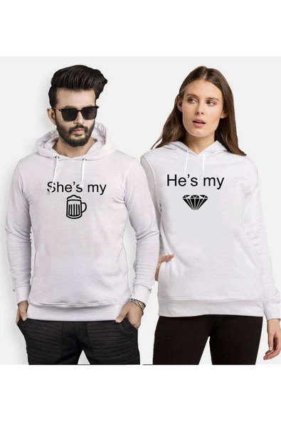 Tshirthane My Beer My Diamond Sevgili Kombinleri Kapüşonlu Kombini