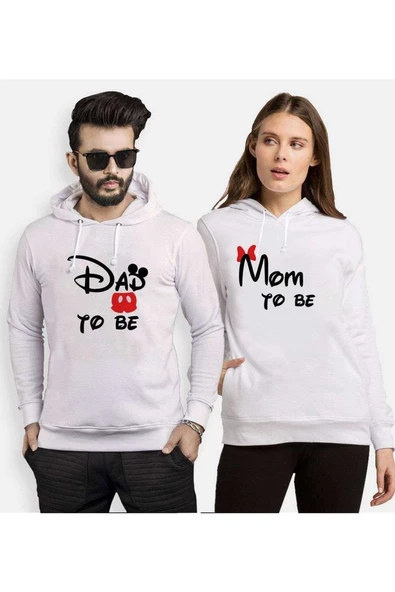 Tshirthane Dad Mom To Be Sevgili Kombinleri Kapüşonlu Kombini