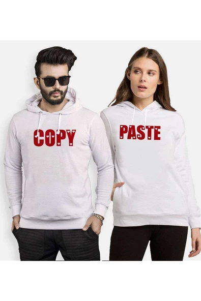 Tshirthane Copy Paste Kopyala Yapıştır Sevgili Kombinleri Kapüşonlu Kombini ürün görseli
