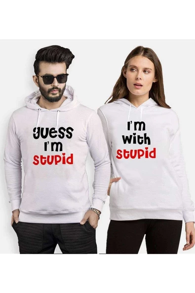 Tshirthane Stupid  Sevgili Kombinleri Kapüşonlu Kombini