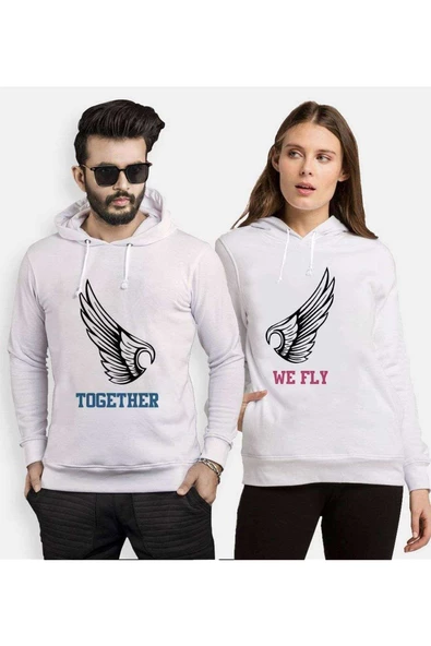 Tshirthane Together We Fly  Sevgili Kombinleri Kapüşonlu Kombini