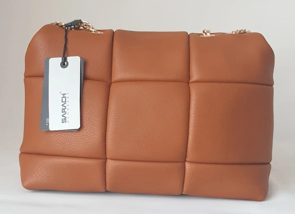 24KCADZ033 Model Sarach Marka Taba Renk Gold Zincir Detaylı Şık Kadın Çantası - 2