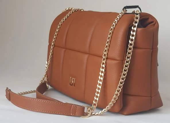 24KCADZ033 Model Sarach Marka Taba Renk Gold Zincir Detaylı Şık Kadın Çantası - 3