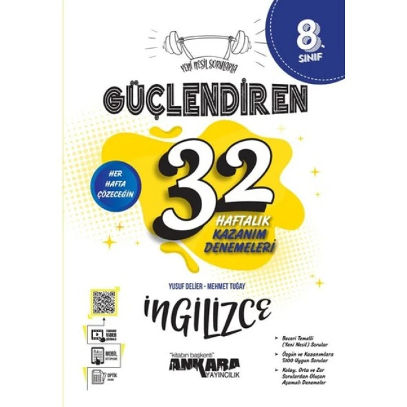 Ankara Yayıncılık 8.Sınıf Güçlendiren 32 Haftalık İngilizce Kazanım Denemeleri