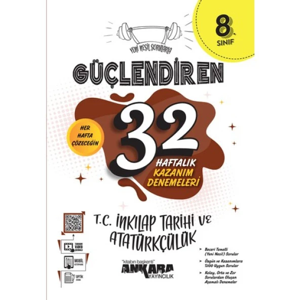 Ankara Yayıncılık 8.Sınıf Güçlendiren 32 Haftalık İnk.tar.ve Atatürçülük Kazanım Denemeleri