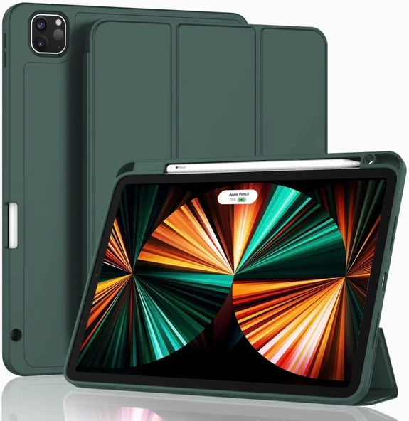 Apple iPad Pro 12.9 6. Nesil 5. Nesil Kılıf Pen Charge Kalem Bölmeli 2021-2022 - 11