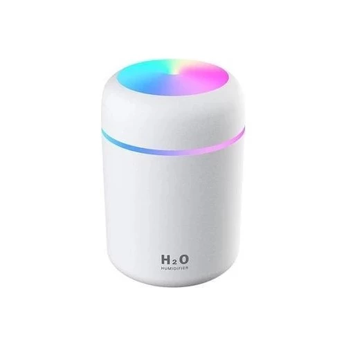 H2O Humidifier Ultrasonik Ledli Koku Hediyeli Hava Nemlendirici Buhar Makinesi ve Aroma Difüzörü 300 Ml - Beyaz