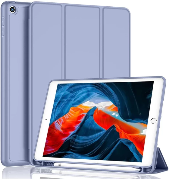 Apple iPad 9. Nesil 10.2" 2021 Kılıf Kalem Bölmeli Smart Case A2602 A2603 A2604 A2605