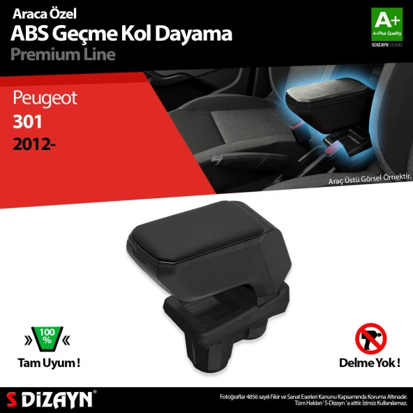 Peugeot 301 Kol için Dayama Kolçak Geçmeli ABS Siyah 2012 Üzeri