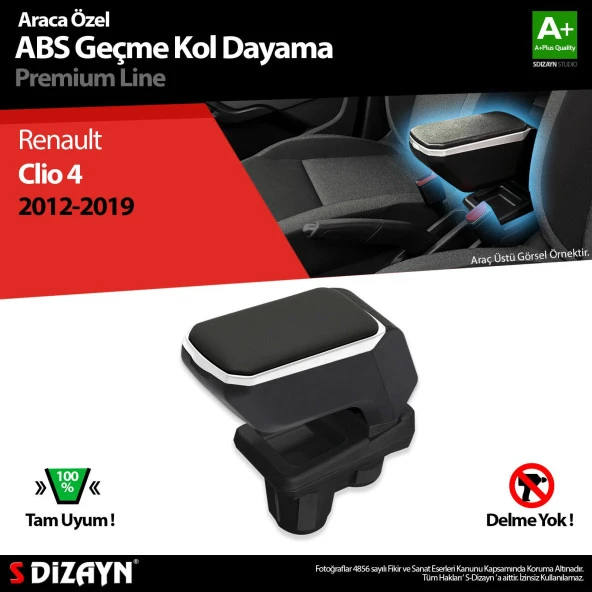 Renault Clio 4 için Kol Dayama Kolçak Geçmeli ABS Gri 2012-2019