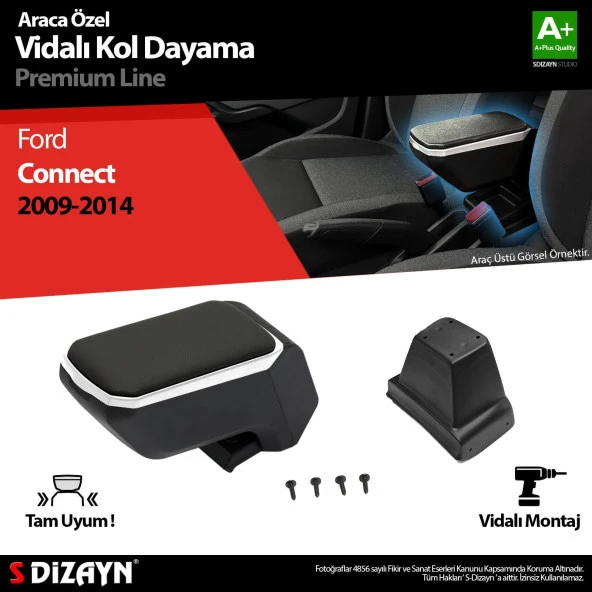 Ford Connect Kol için Dayama Kolçak ABS Vidalı Gri 2009-2014 A+Kalite