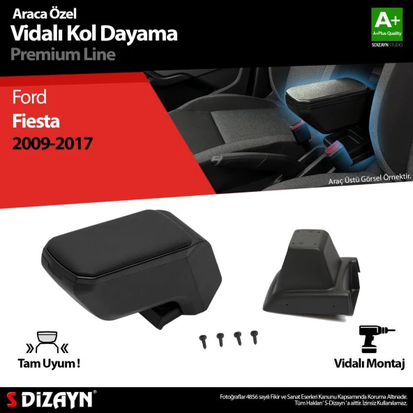 Ford Fiesta Kol için Dayama Kolçak ABS Vidalı Siyah 2009-2017 A+Kalite