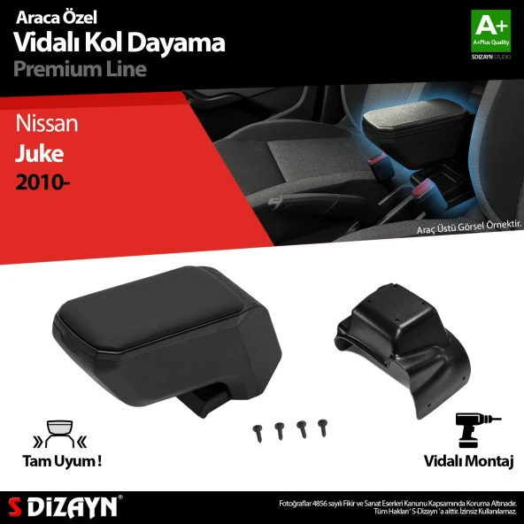 Nissan Juke ABS için Vidalı Kol Dayama Kolçak Siyah 2010 Üzeri A+Kalite
