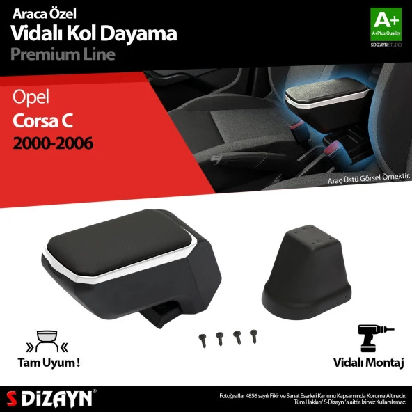 Opel Corsa C için ABS Vidalı Kol Dayama Kolçak Gri 2000-2006 A+Kalite