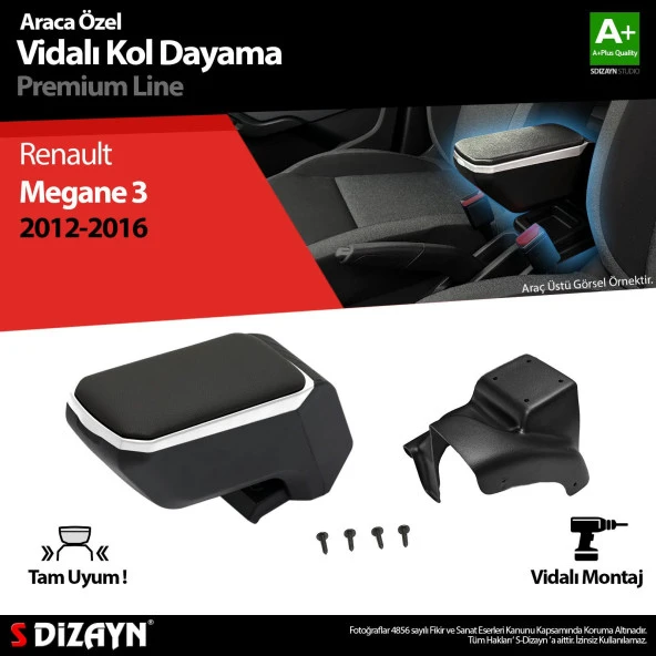 Renault Megane 3 için ABS Vidalı Kol Dayama Kolçak Gri 2012-2016 A+Kalite