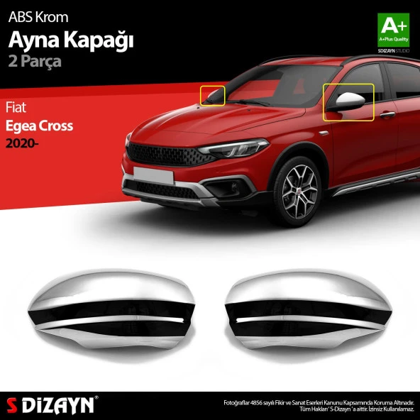 Fiat Egea Cross için ABS Krom Ayna Kapağı 2 Parça. 2020 Üzeri