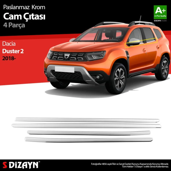 Dacia Duster Krom için Cam Çıtası 4 Parça. 2018 Üzeri