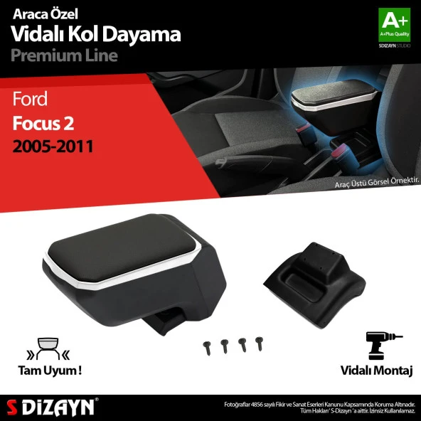 Ford Focus 2 için Kol Dayama Kolçak ABS Vidalı Gri 2005-2011 A+Kalite ürün görseli