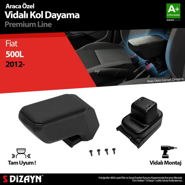 Fiat 500L Kol için Dayama Kolçak ABS Vidalı Siyah 2012 Üzeri A+Kalite