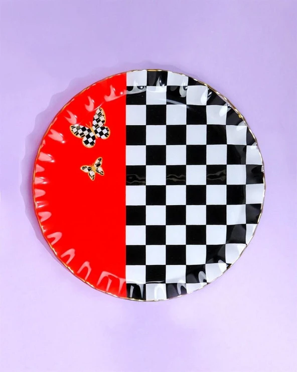 Glore Audra Altın Yaldızlı 6 Kişilik Cam Servis Tabağı Takımı 28093 - Resim 2