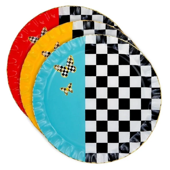 Glore Audra Altın Yaldızlı 6 Kişilik Cam Servis Tabağı Takımı 28093 - Resim 5