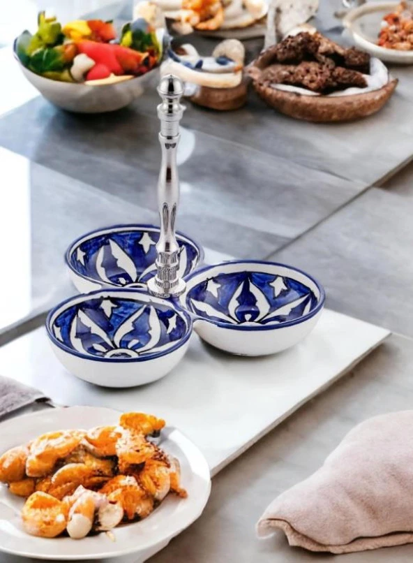 The Mia Corallo Çerezlik Mavi 3 Bölmeli 19x19x19 cm CRL0010 - 2