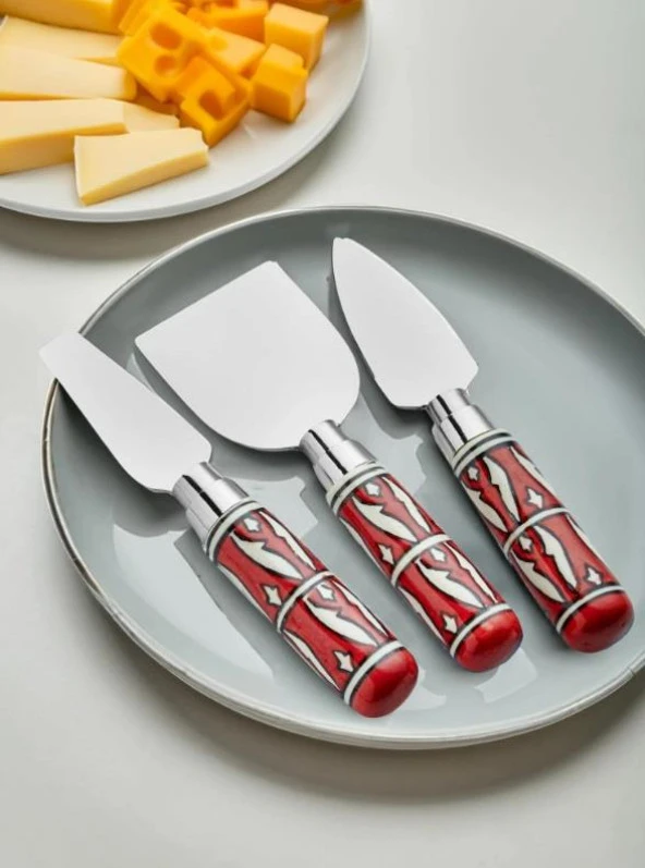 The Mia Corallo Peynir Servis Seti Kırmızı 3 Parça CRL0017 - 2