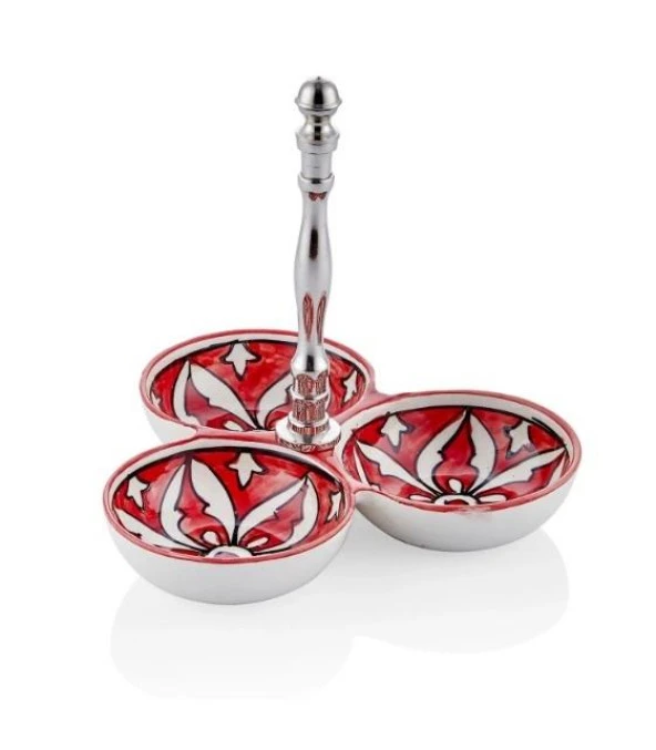 The Mia Corallo Çerezlik Kırmızı 3 Bölmeli 19x19x19 cm CRL0020