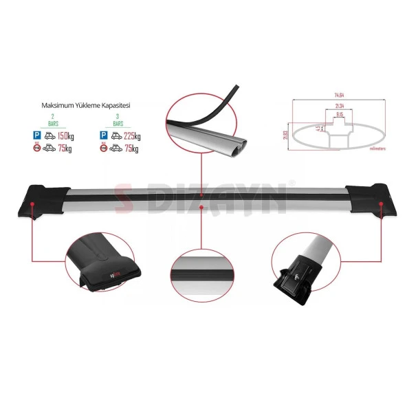 Nissan Navara 2004-2014 için Fly Model Gri Ara Atkı A+Kalite - Resim 3