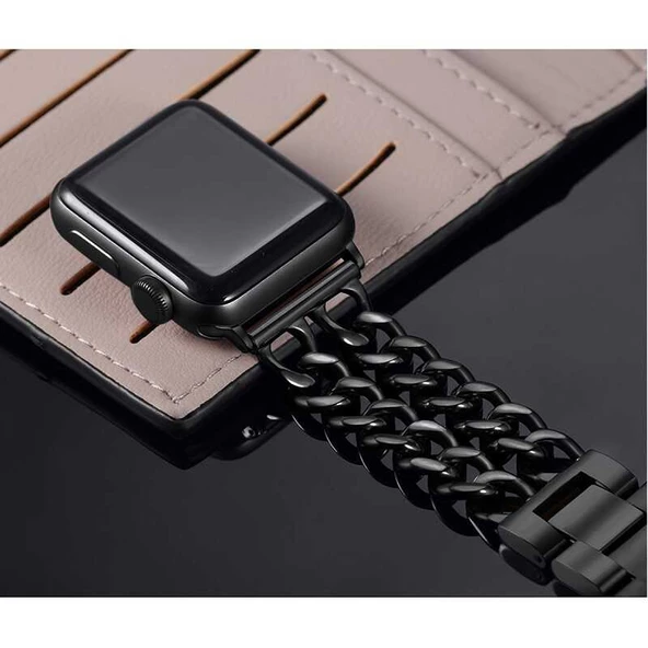 ​​Vendas ​Apple Watch 42mm Zincir halkalı şık parlak metal kordon - 12