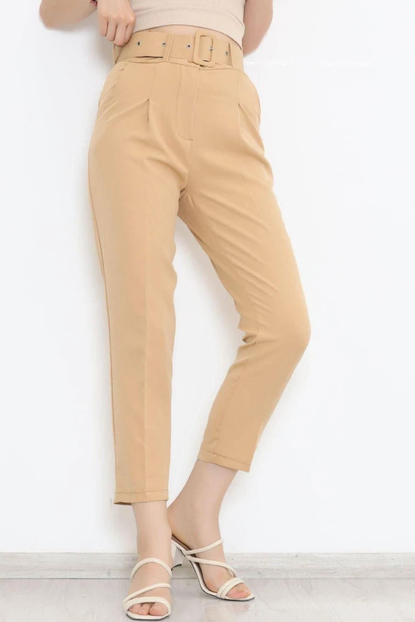 Kemerli Kumaş Pantolon Sütlükahve - 8699.1361.
