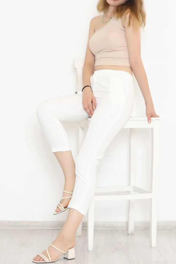 Beli Lastikli Pantolon Ekru - 20819.683. - 8