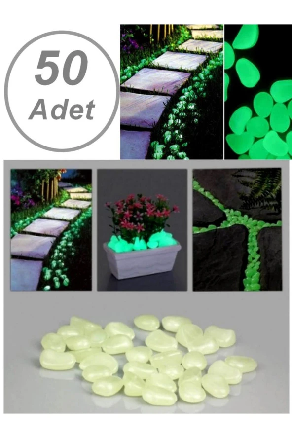 50 Adet Bahçe Için Fosforlu Çakıl Taşı Gece Parlayan Fosforlu Çakıl Taşları Akvaryum Dekoratif