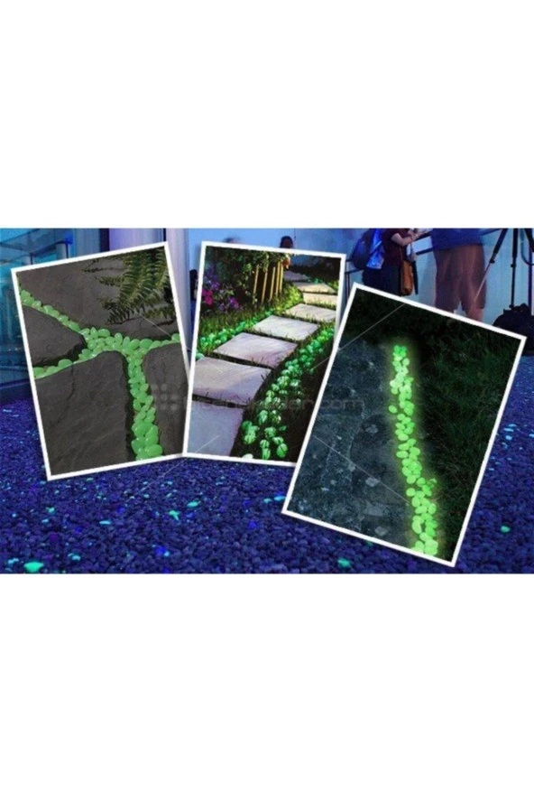 50 Adet Bahçe Için Fosforlu Çakıl Taşı Gece Parlayan Fosforlu Çakıl Taşları Akvaryum Dekoratif - 7