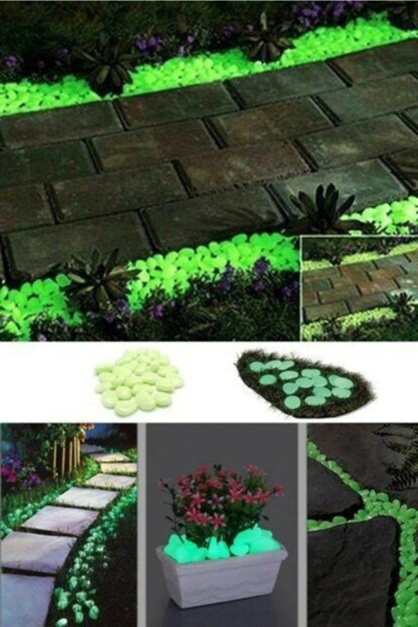 50 Adet Bahçe Için Fosforlu Çakıl Taşı Gece Parlayan Fosforlu Çakıl Taşları Akvaryum Dekoratif - 2