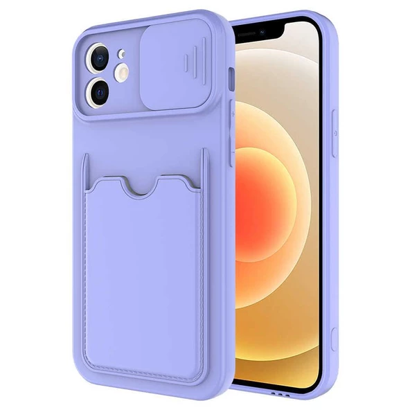 Vendas iPhone 12 Mini Mopi Serisi Kart Bölmeli Kamera Korumalı Silikon Kılıf