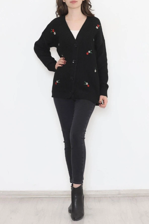 Nakışlı Hırka Siyah - 383.1577. - 4