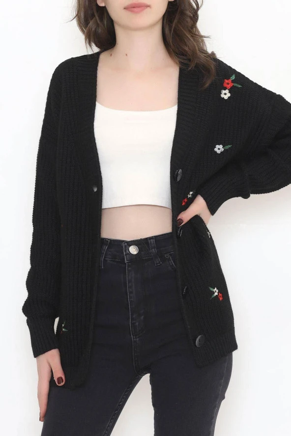 Nakışlı Hırka Siyah - 383.1577. - 8