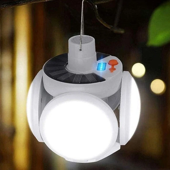 Yeni Nesil Solar Led Lamba Katlanır 5 Kanatlı 45 Ledli Şarjlı ve Güneş Panelli