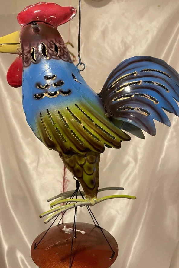 Deprem Çanı Rüzgar Zili Feng Shui Koruyucu Horoz Metal El İşi 5 Beş Metal borulu - 1